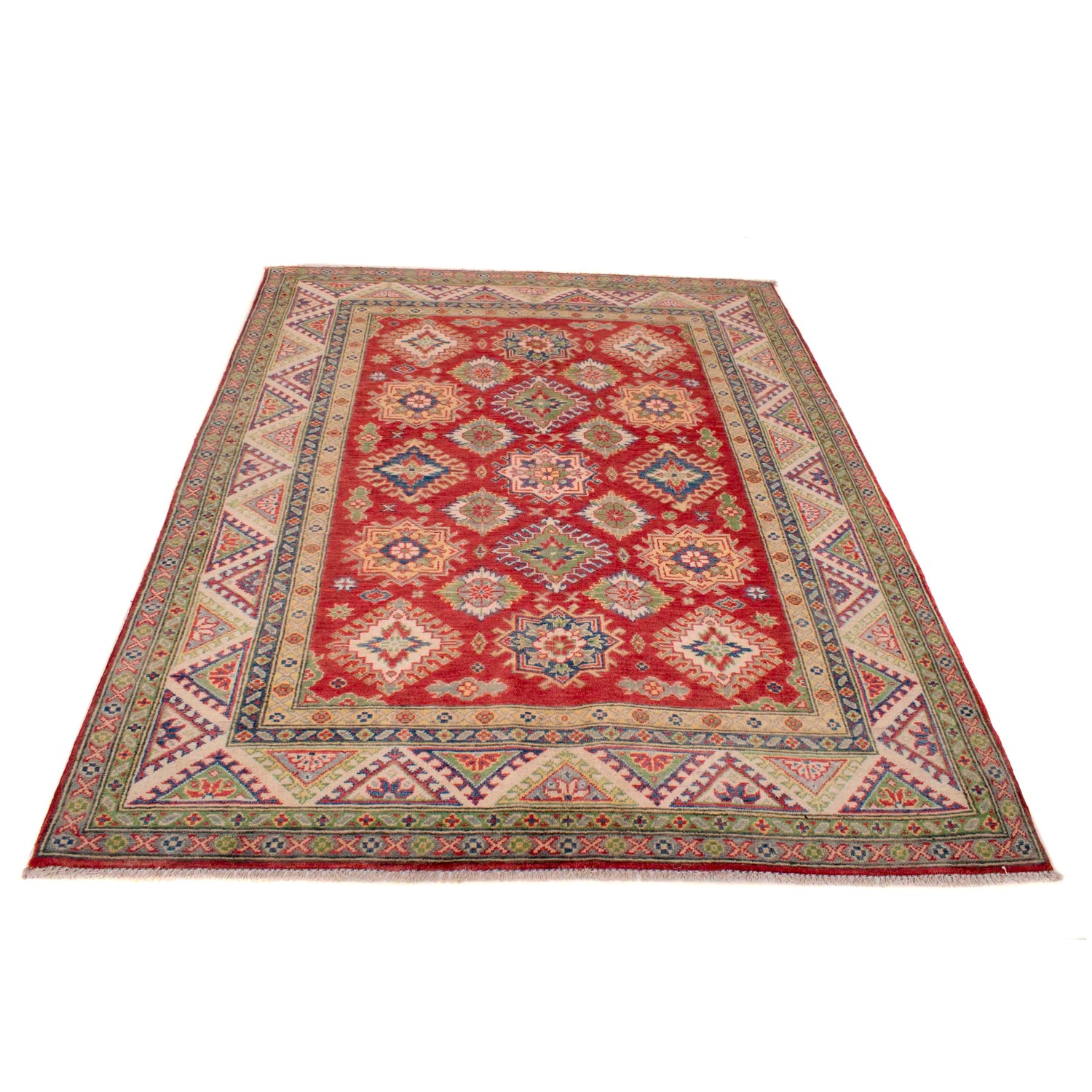 Kazak Rug Handmade Red Medallion 4x7 ft