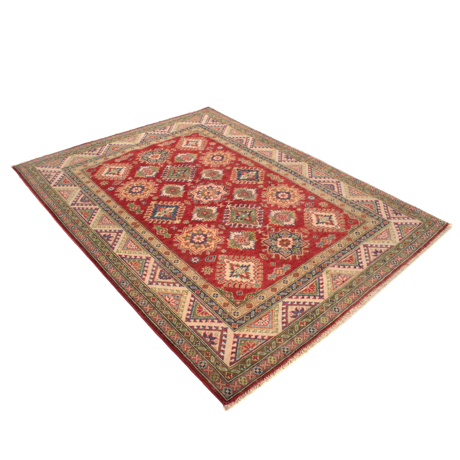 Kazak Rug Handmade Red Medallion 4x7 ft