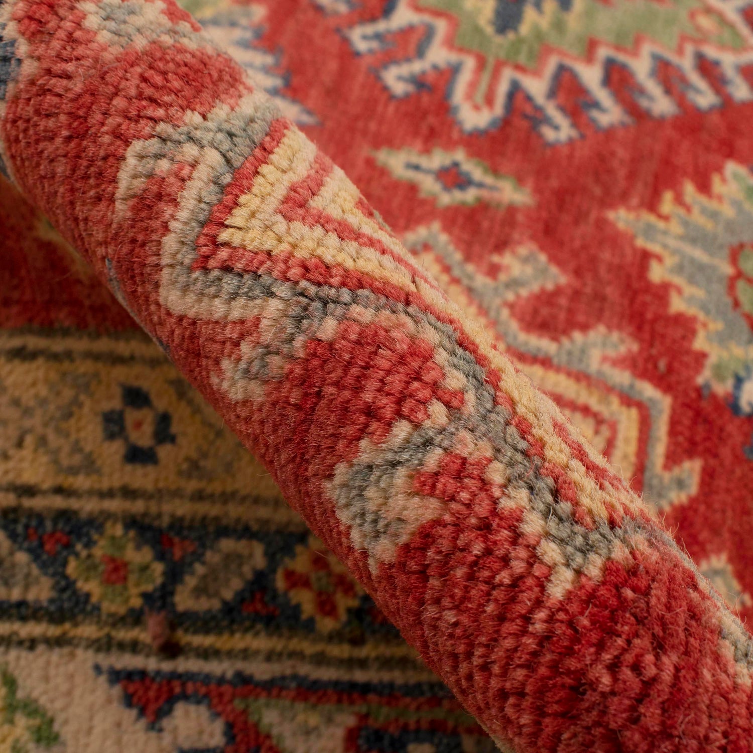 Kazak Rug Handmade Red Medallion 4x7 ft
