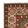 Kazak Rug Handmade Green Medallion 4x7 ft