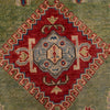 Kazak Rug Handmade Green Medallion 4x7 ft