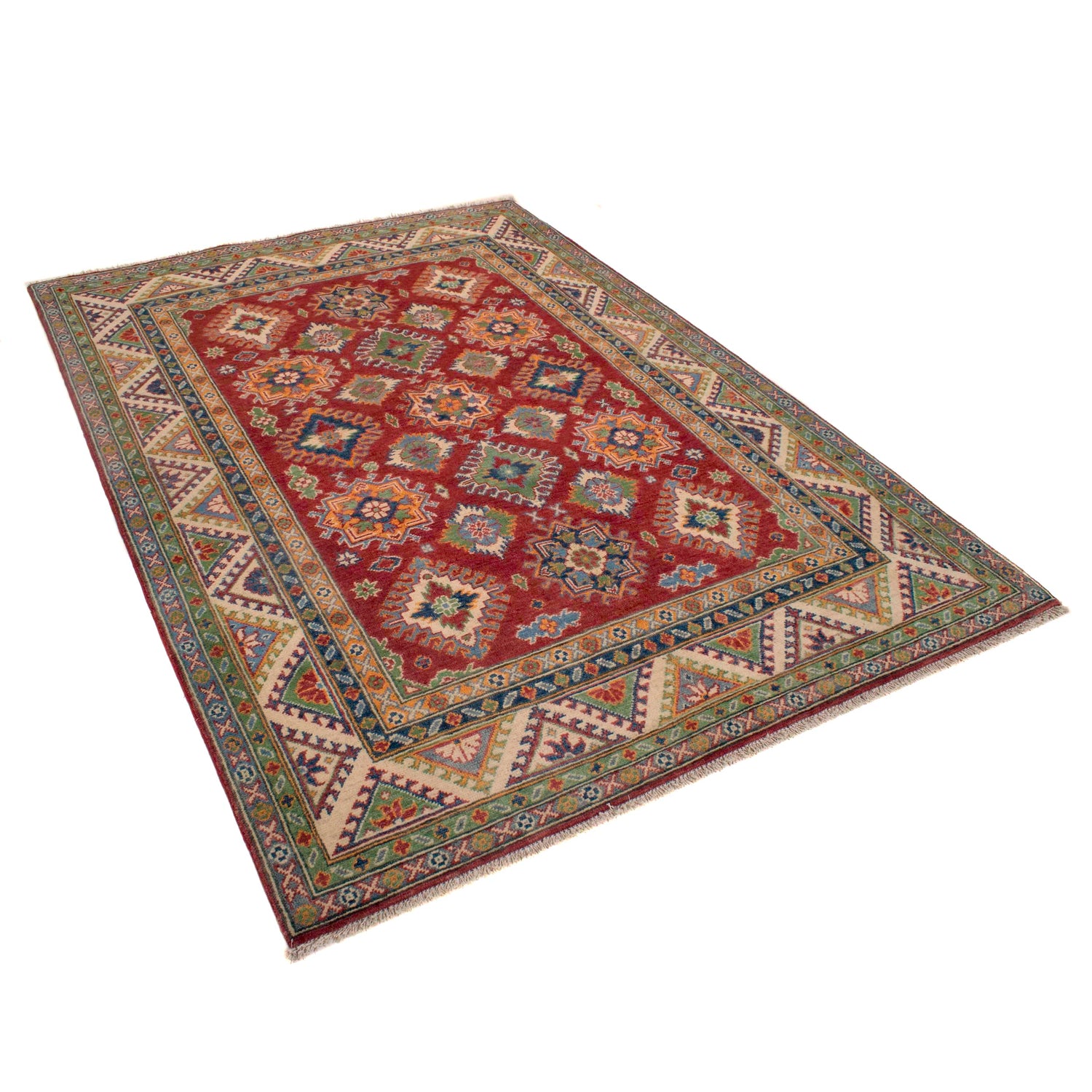 Kazak Rug Handmade Red Medallion 4x7 ft