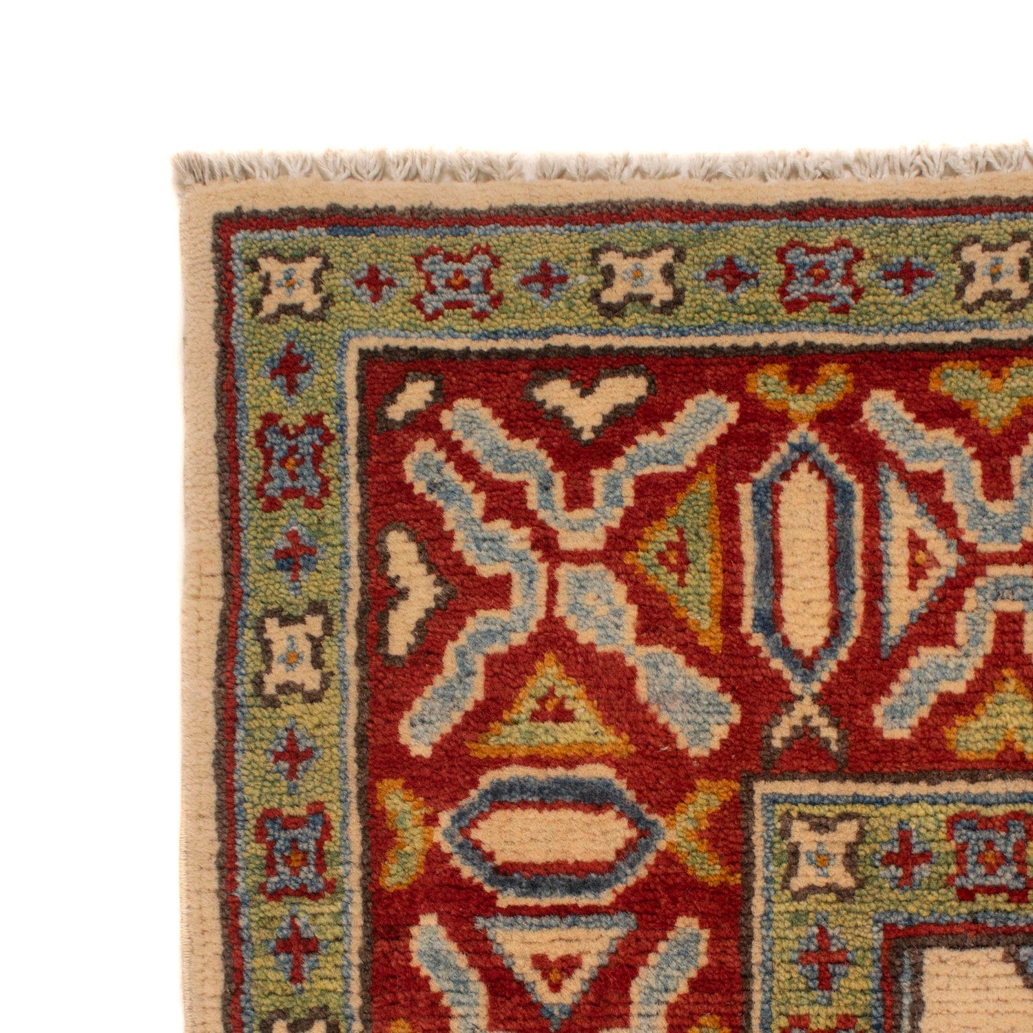 Kazak Rug Handmade Ivory Medallion 4x7 ft
