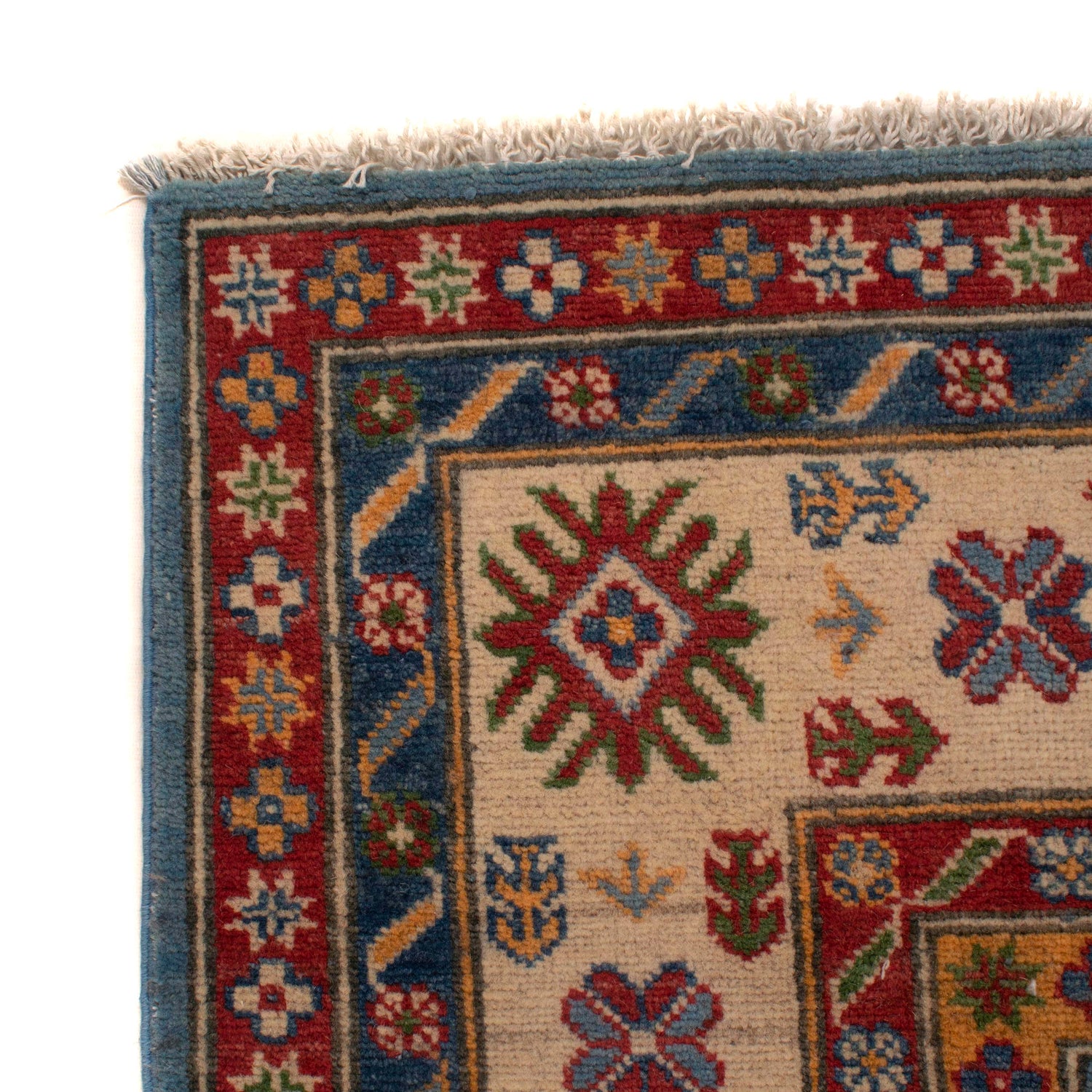 Kazak Rug Handmade Blue Medallion 5x8 ft