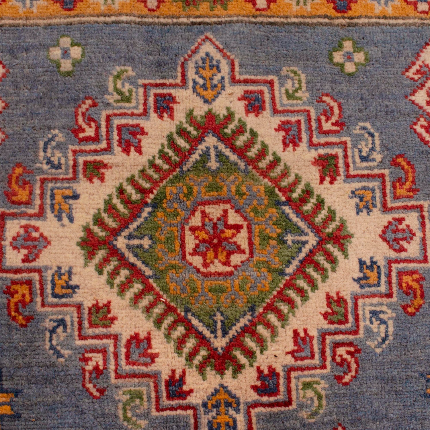 Kazak Rug Handmade Blue Medallion 5x8 ft