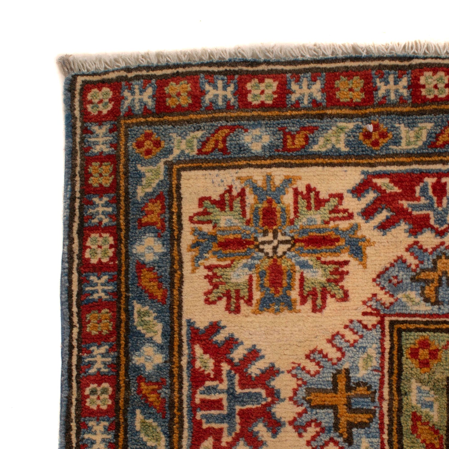 Kazak Rug Handmade Blue Medallion 4x7 ft