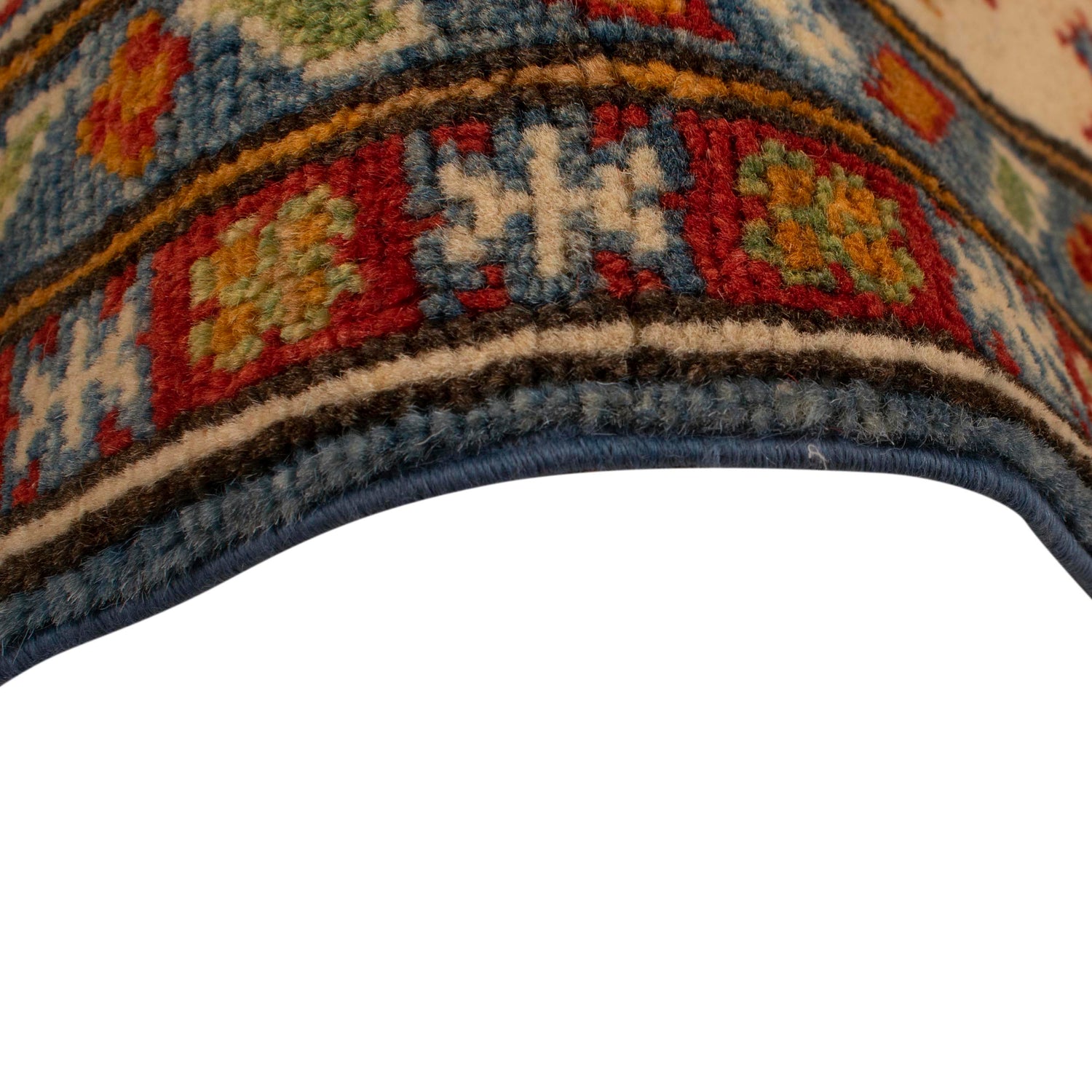 Kazak Rug Handmade Blue Medallion 4x7 ft
