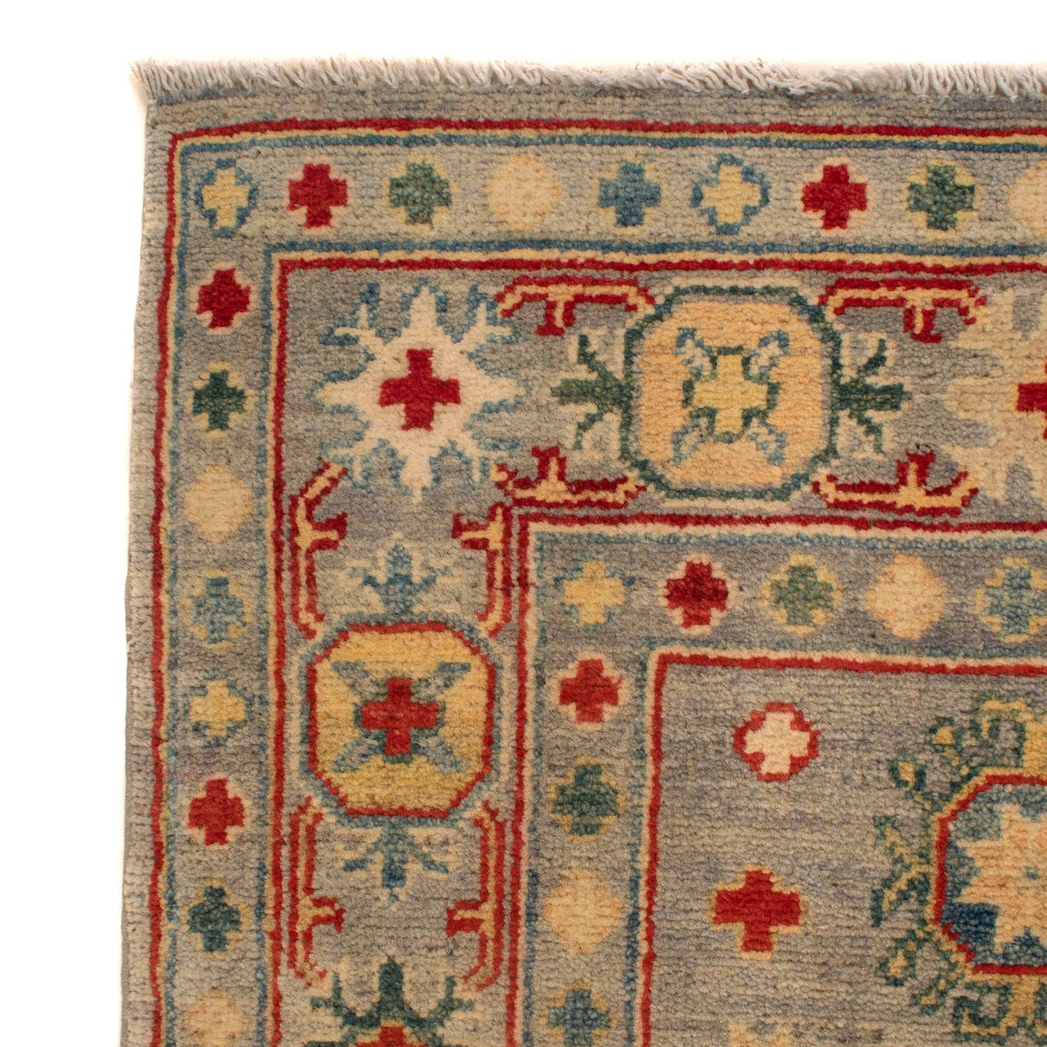 Kazak Rug Handmade Gray Medallion 4x6 ft