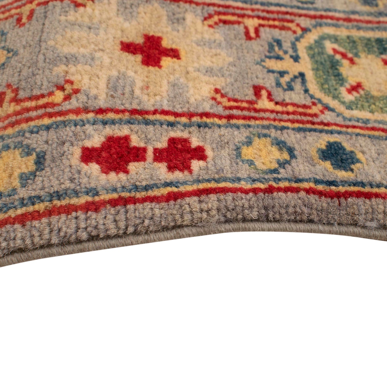 Kazak Rug Handmade Gray Medallion 4x6 ft