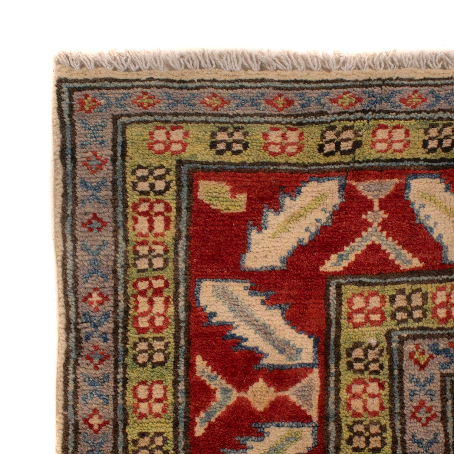 Kazak Rug Handmade Ivory Medallion 4x7 ft