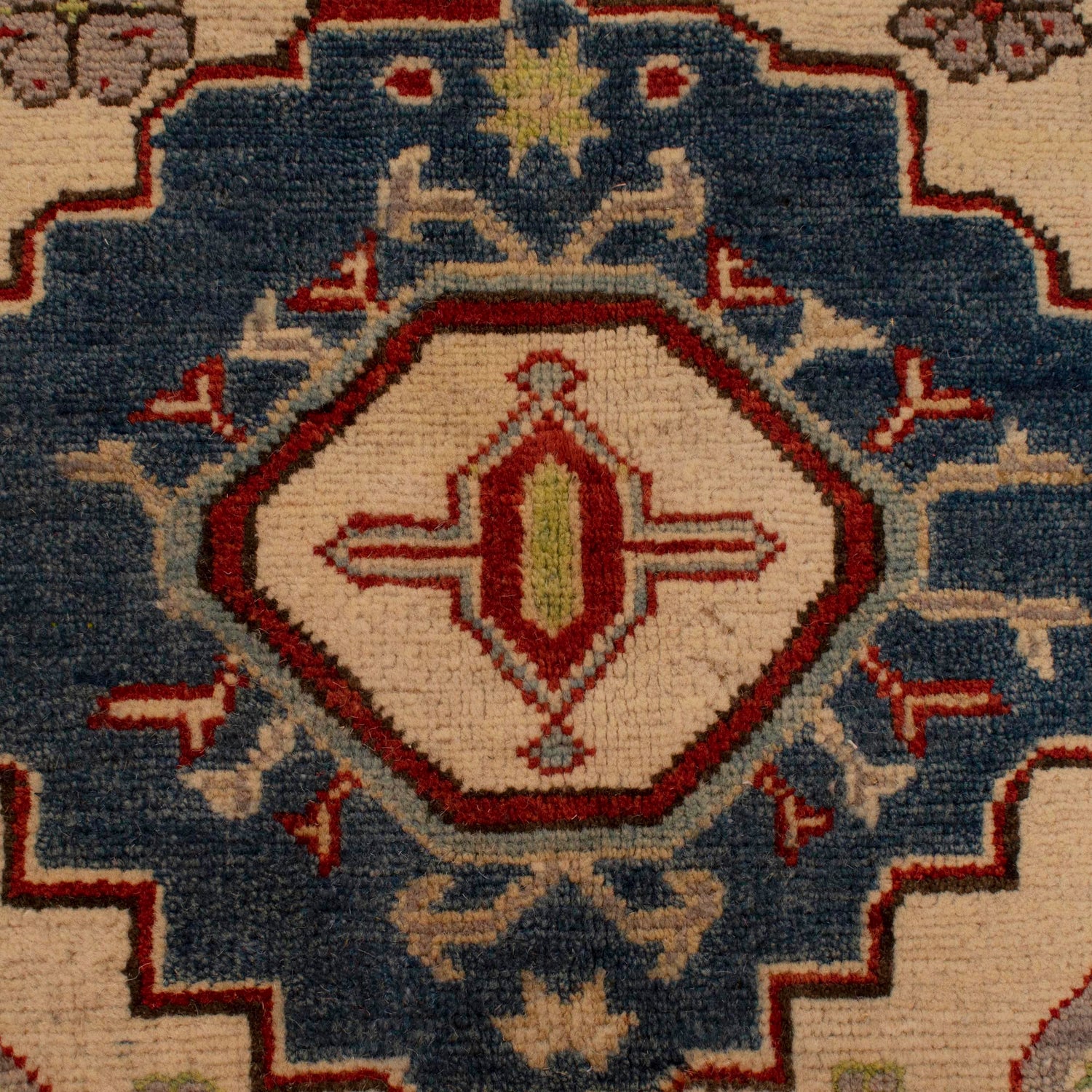 Kazak Rug Handmade Ivory Medallion 4x7 ft