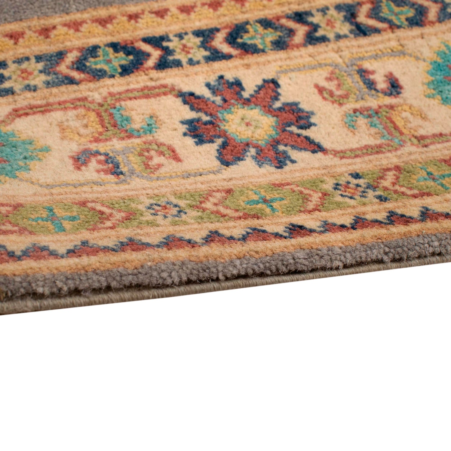 Kazak Rug Handmade Gray Medallion 4x6 ft