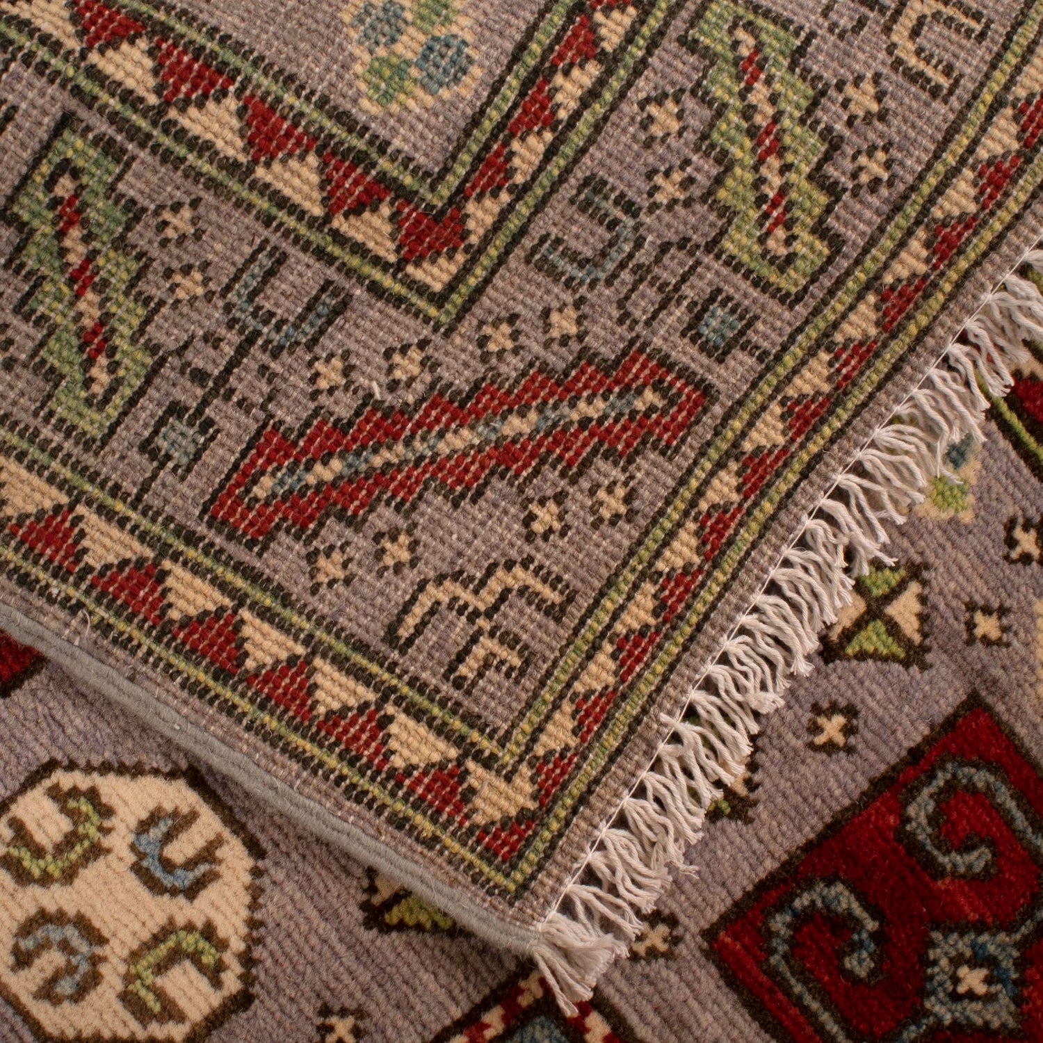 Mamluk Area Rug Handmade Gray Medallion 4x6 ft