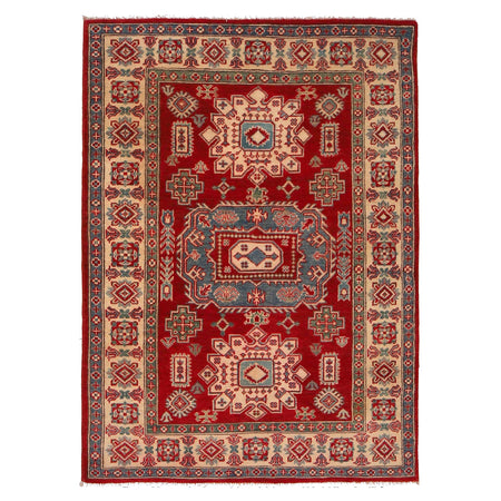 Kazak Rug Handmade Red Medallion 4x6 ft