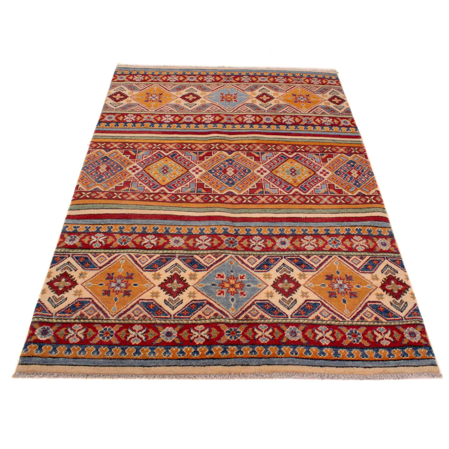 Khurjeen Area Rug Handmade Multi Curvilinear 4x6 ft