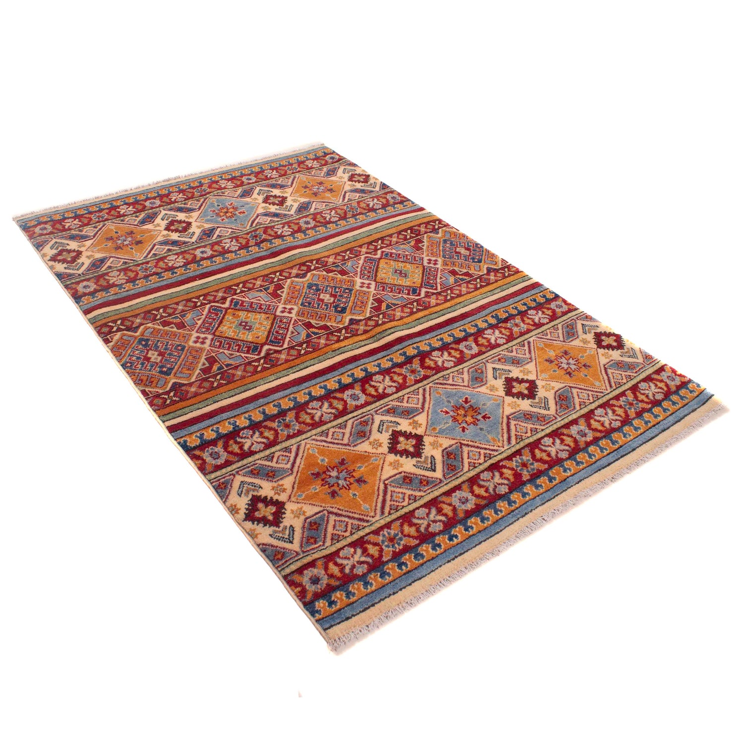 Khurjeen Area Rug Handmade Multi Curvilinear 4x6 ft