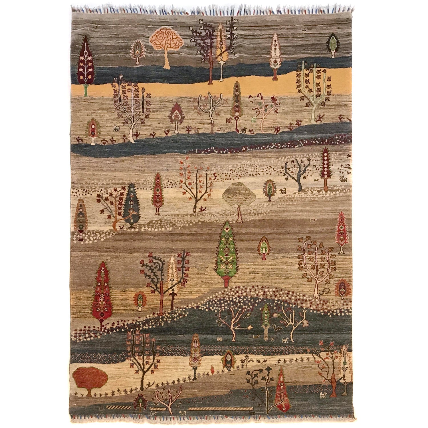 Tree Of Life Area Rug Handmade Multi Floral 5x8 ft