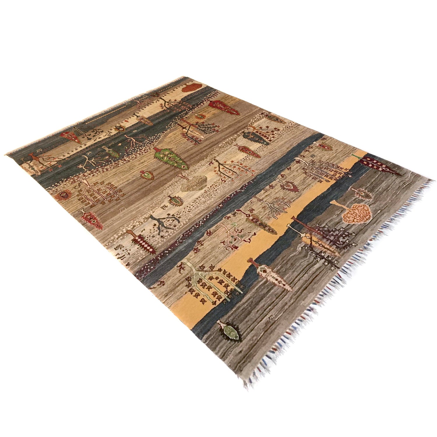 Tree Of Life Area Rug Handmade Multi Floral 5x8 ft