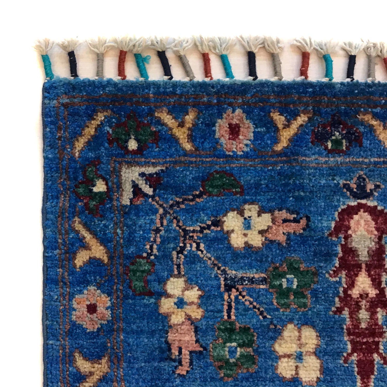 Sultani Area Rug Handmade Blue Floral 5x8 ft