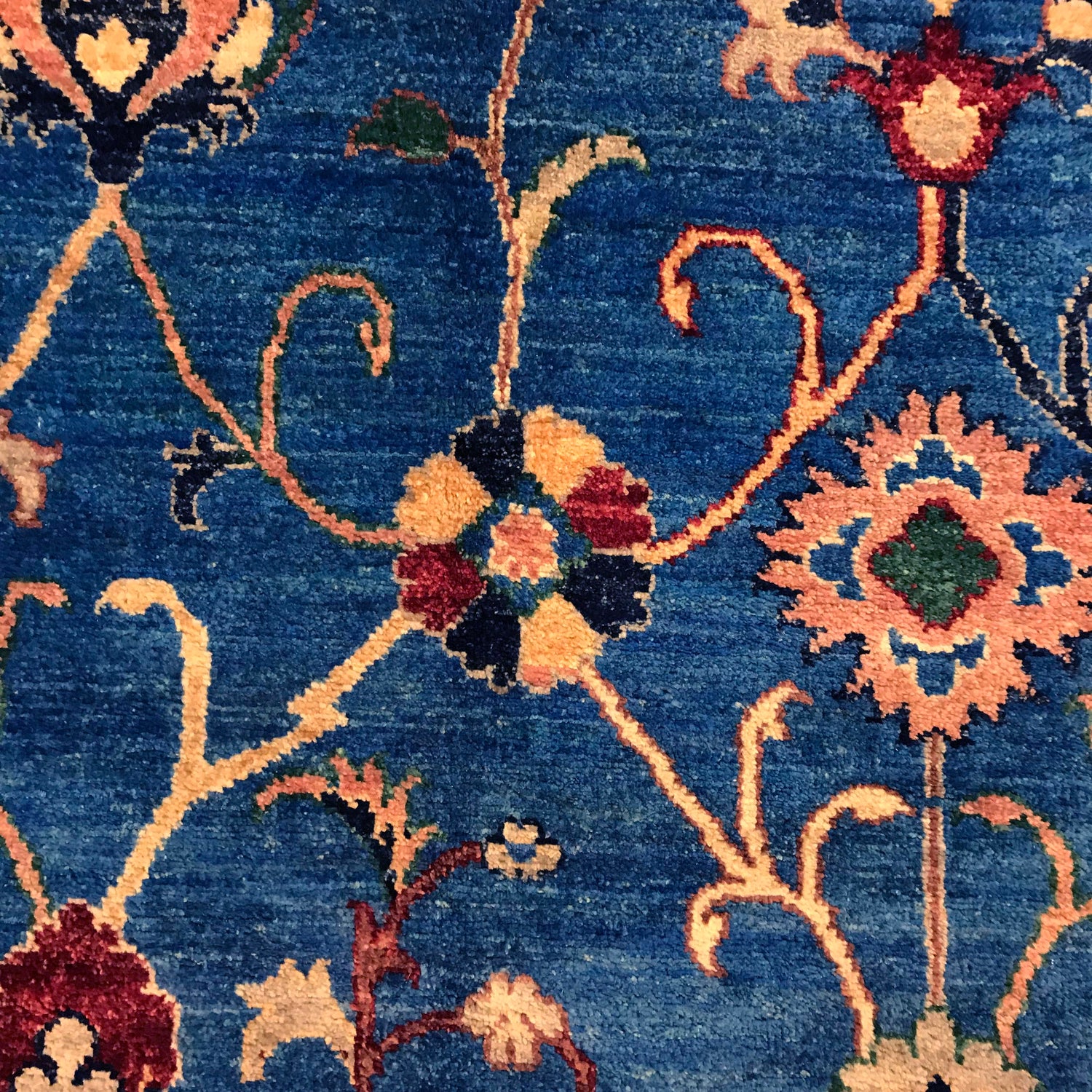 Sultani Area Rug Handmade Blue Floral 5x8 ft