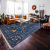 Sultani Area Rug Handmade Blue Floral 5x8 ft