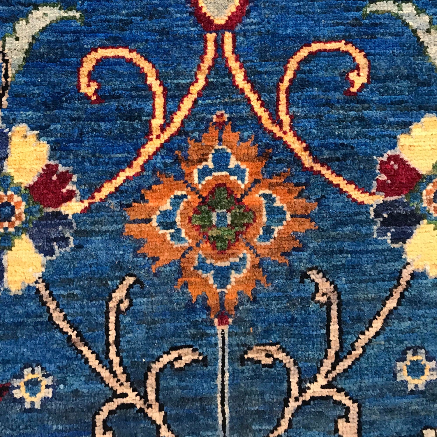 Sultani Area Rug Handmade Blue Floral 8x10 ft