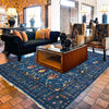 Sultani Area Rug Handmade Blue Floral 8x10 ft