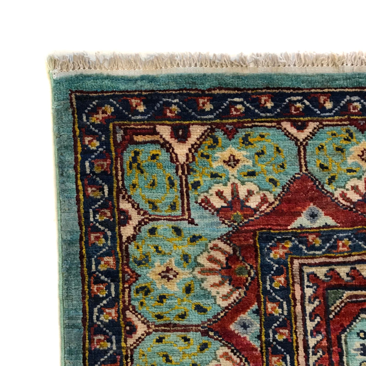 Mamluk Area Rug Handmade Blue Medallion 5x8 ft