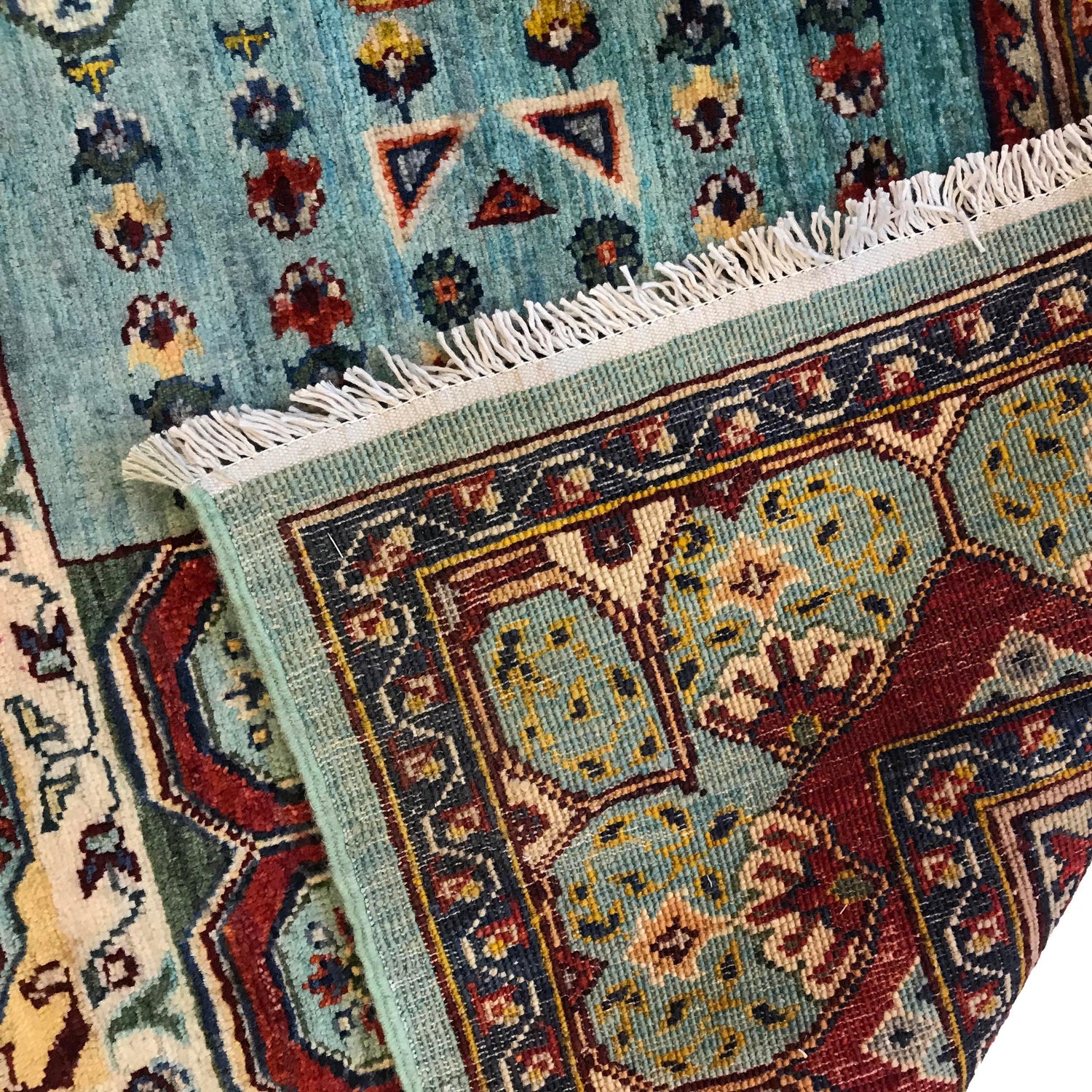 Mamluk Area Rug Handmade Blue Medallion 5x8 ft