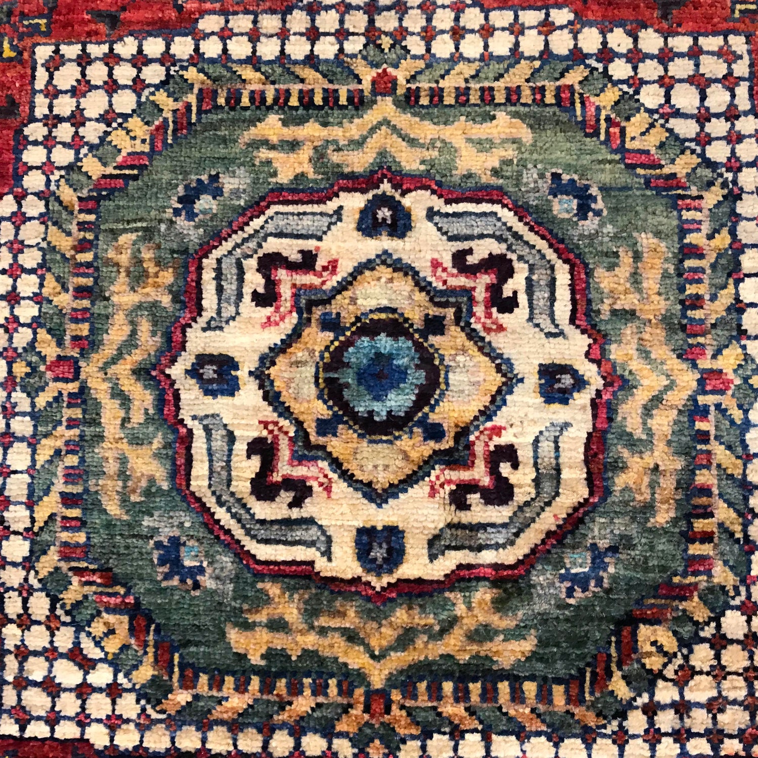 Mamluk Area Rug Handmade Blue Medallion 5x8 ft