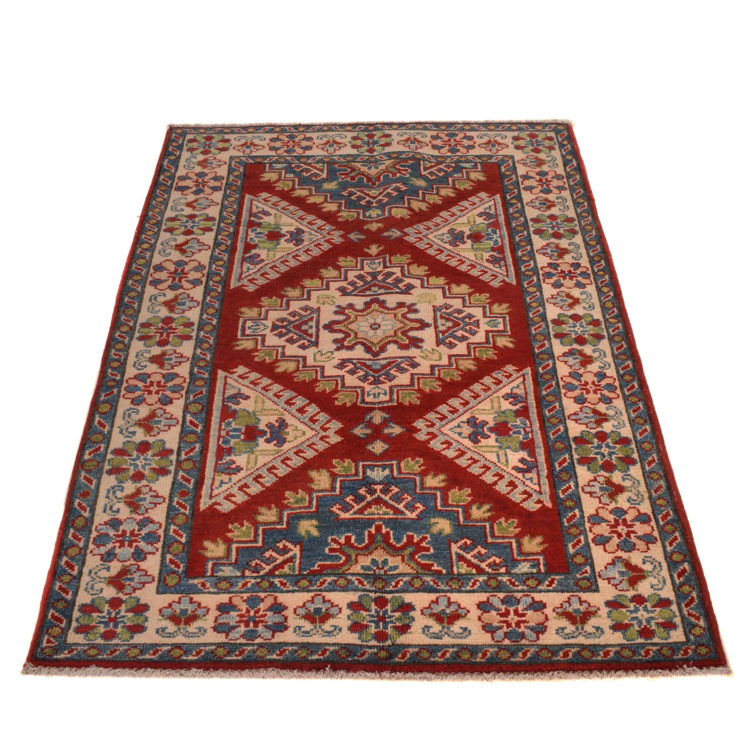 Kazak Rug Handmade Red Medallion 3x5 ft