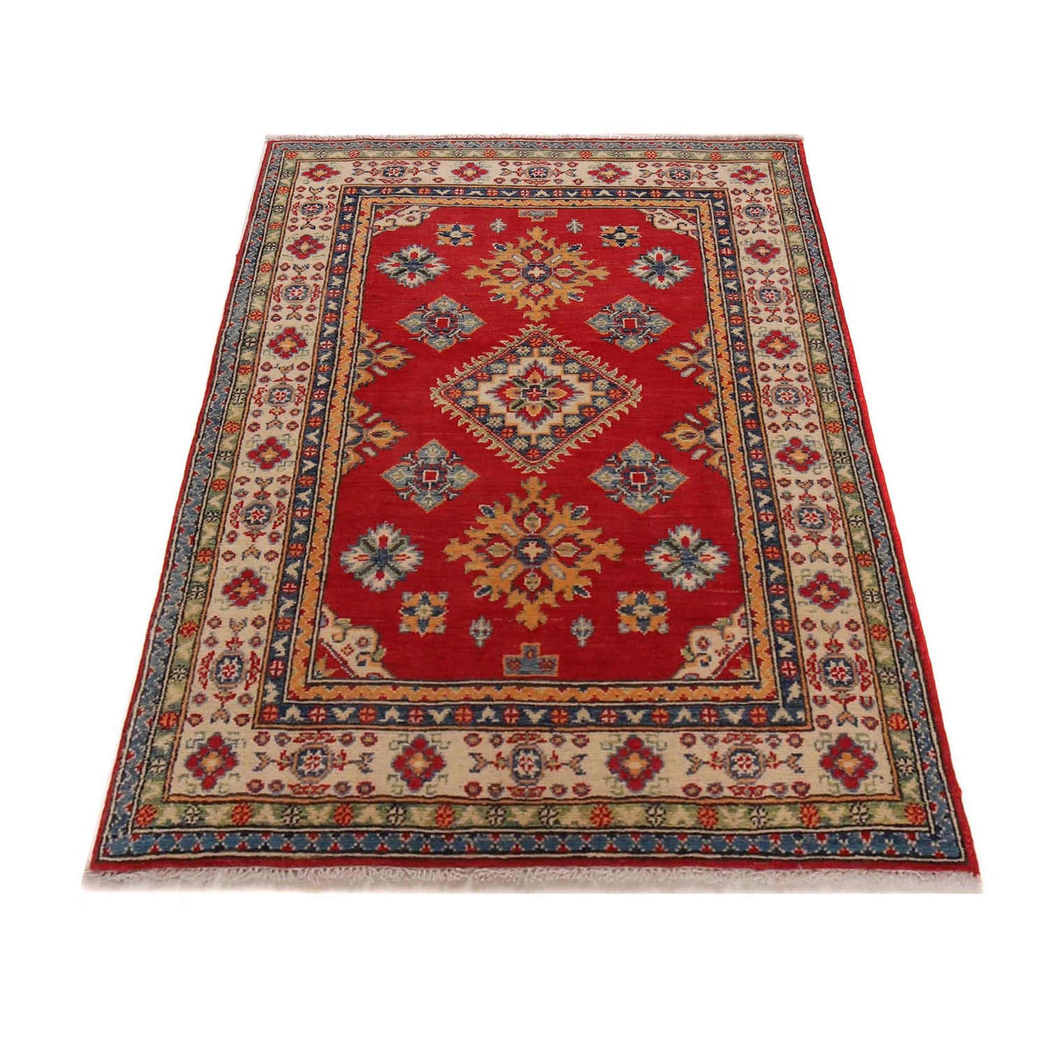 Kazak Rug Handmade Red Medallion 3x5 ft