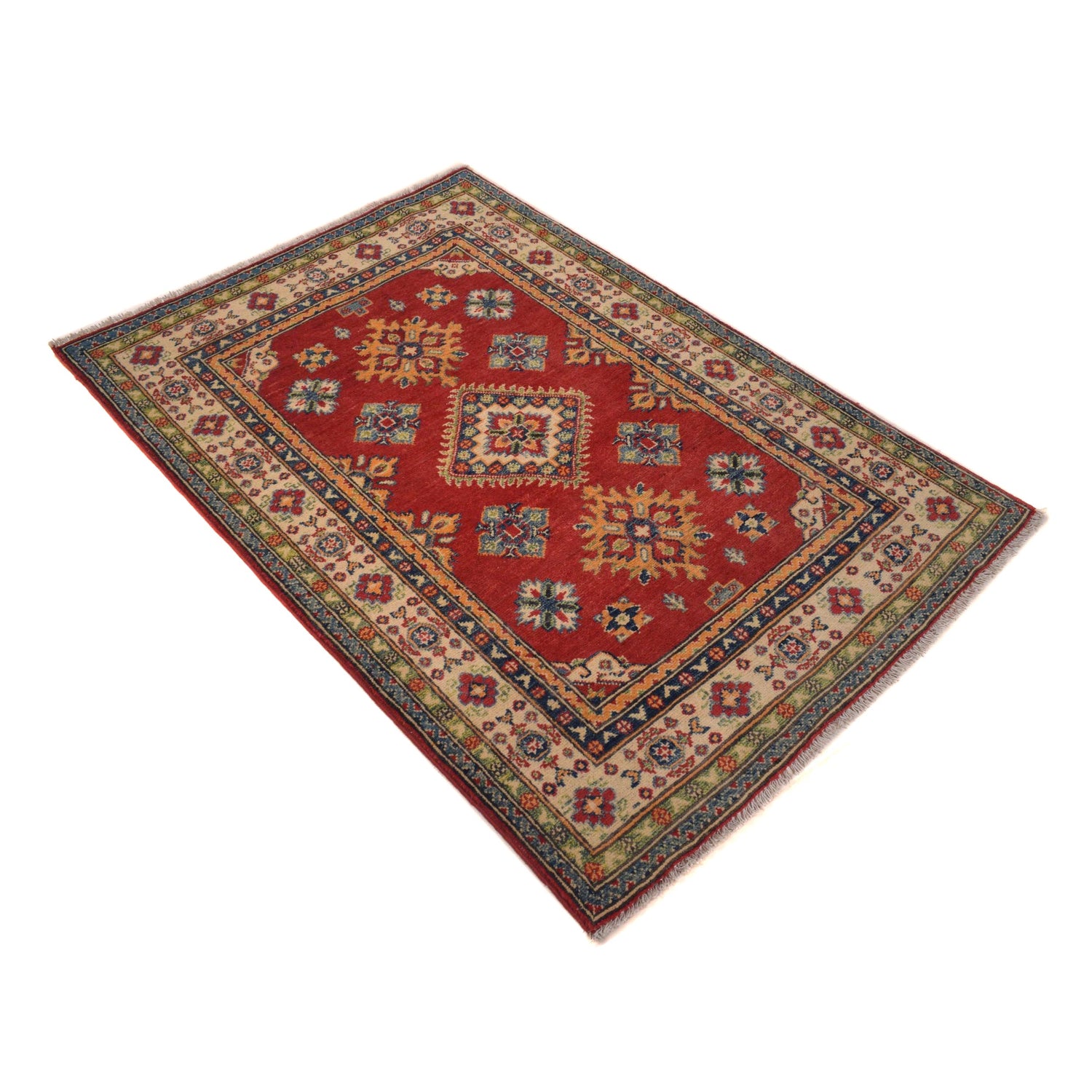 Kazak Rug Handmade Red Medallion 3x5 ft