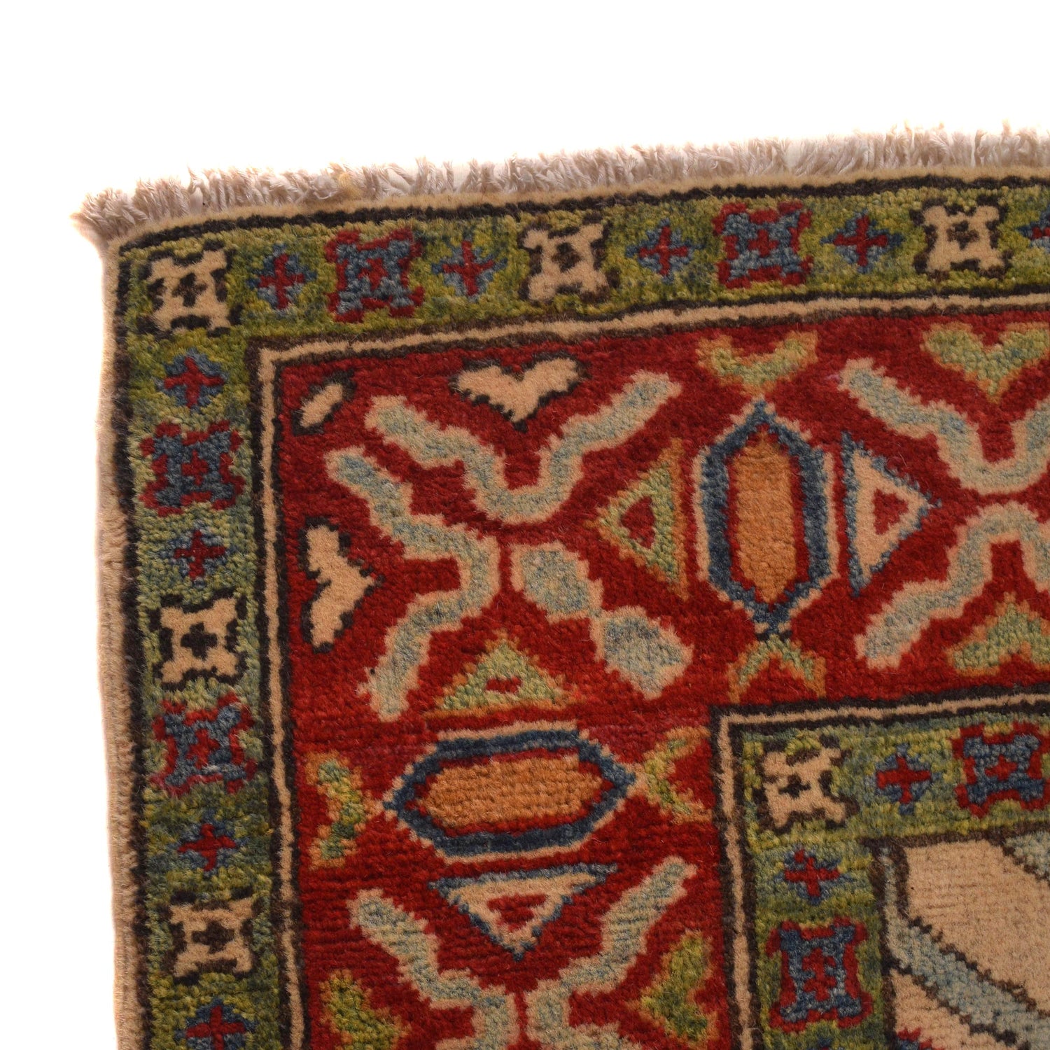 Mamluk Area Rug Handmade Beige Medallion 4x7 ft