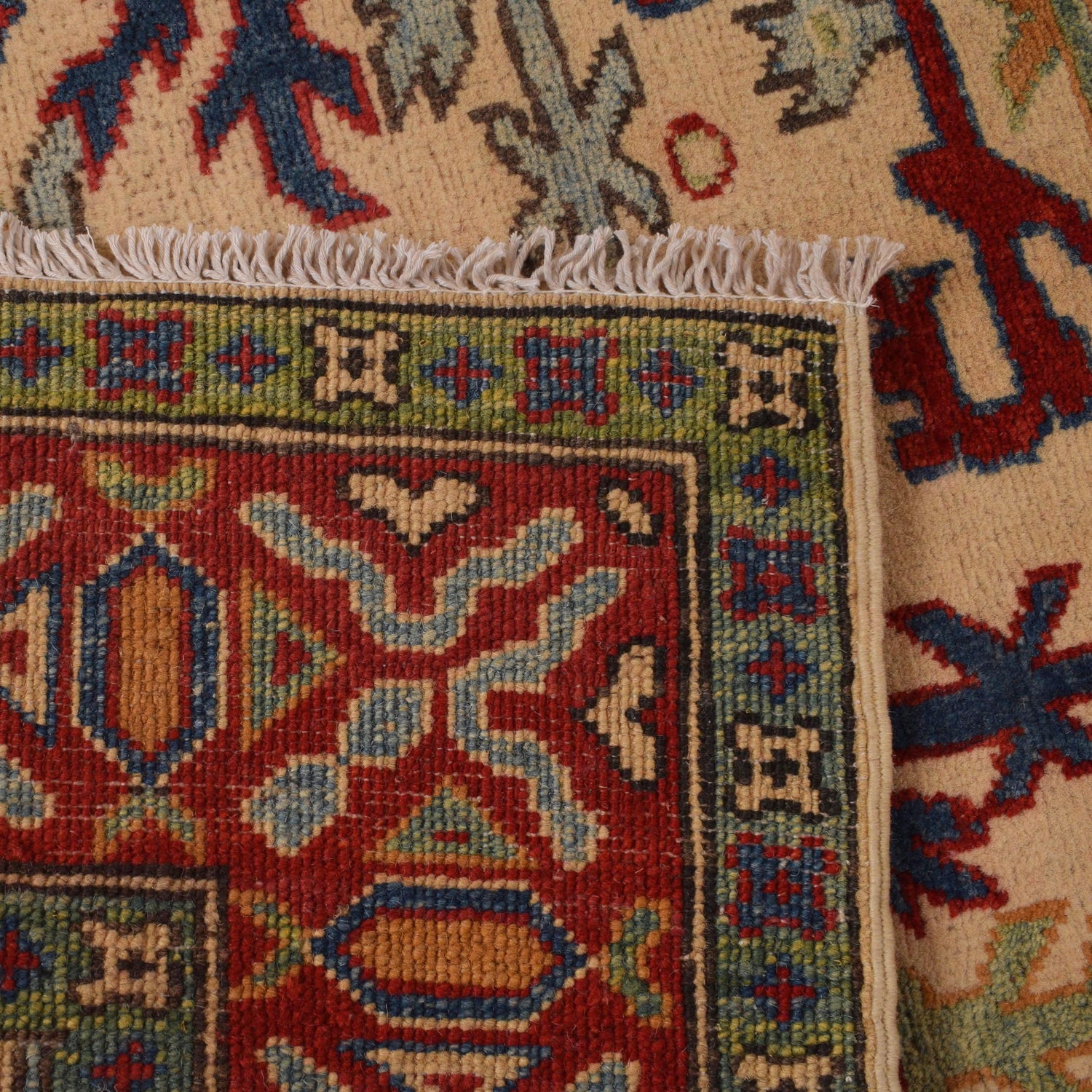 Mamluk Area Rug Handmade Beige Medallion 4x7 ft
