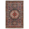 Kazak Rug Handmade Gray Medallion 4x6 ft
