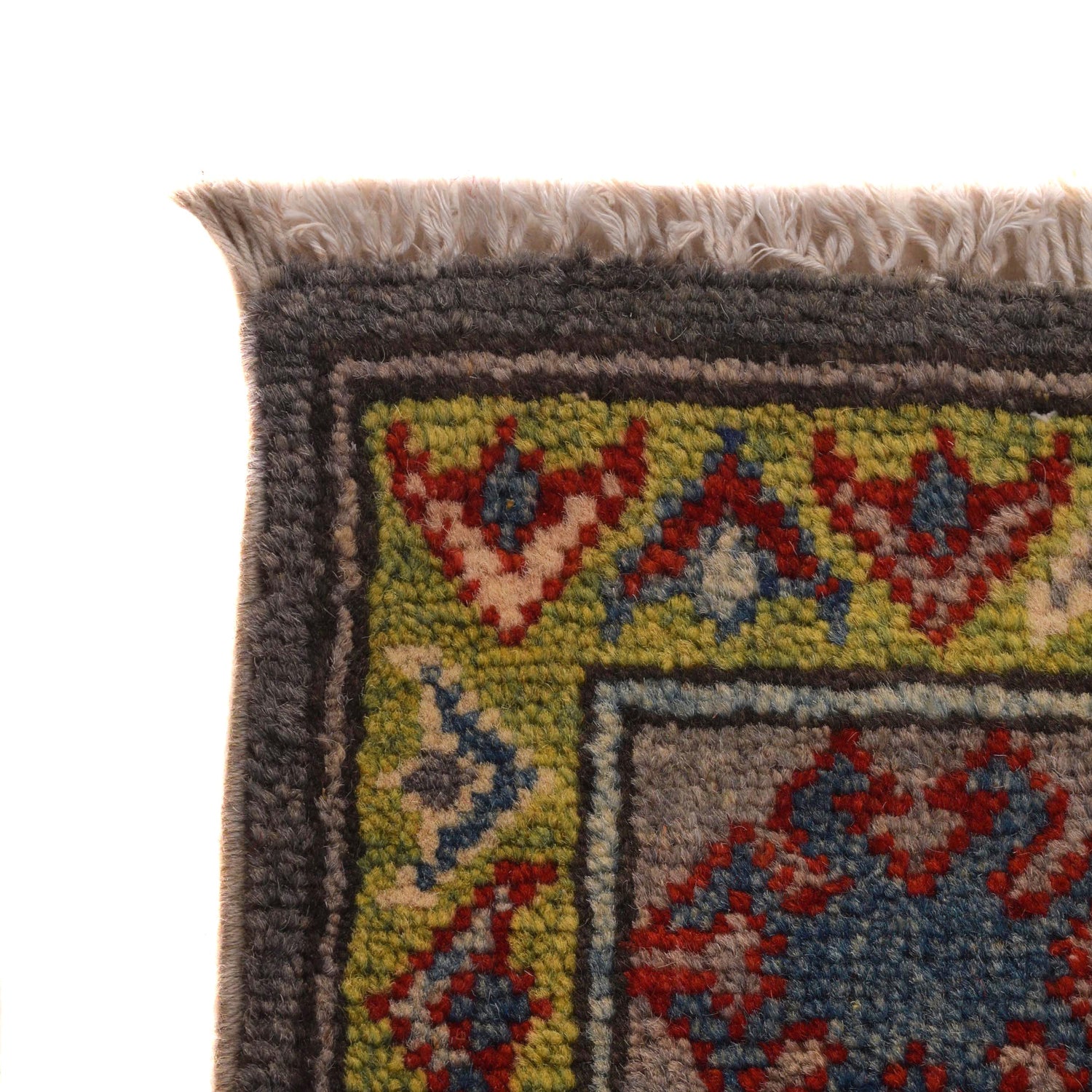 Kazak Rug Handmade Gray Medallion 4x6 ft