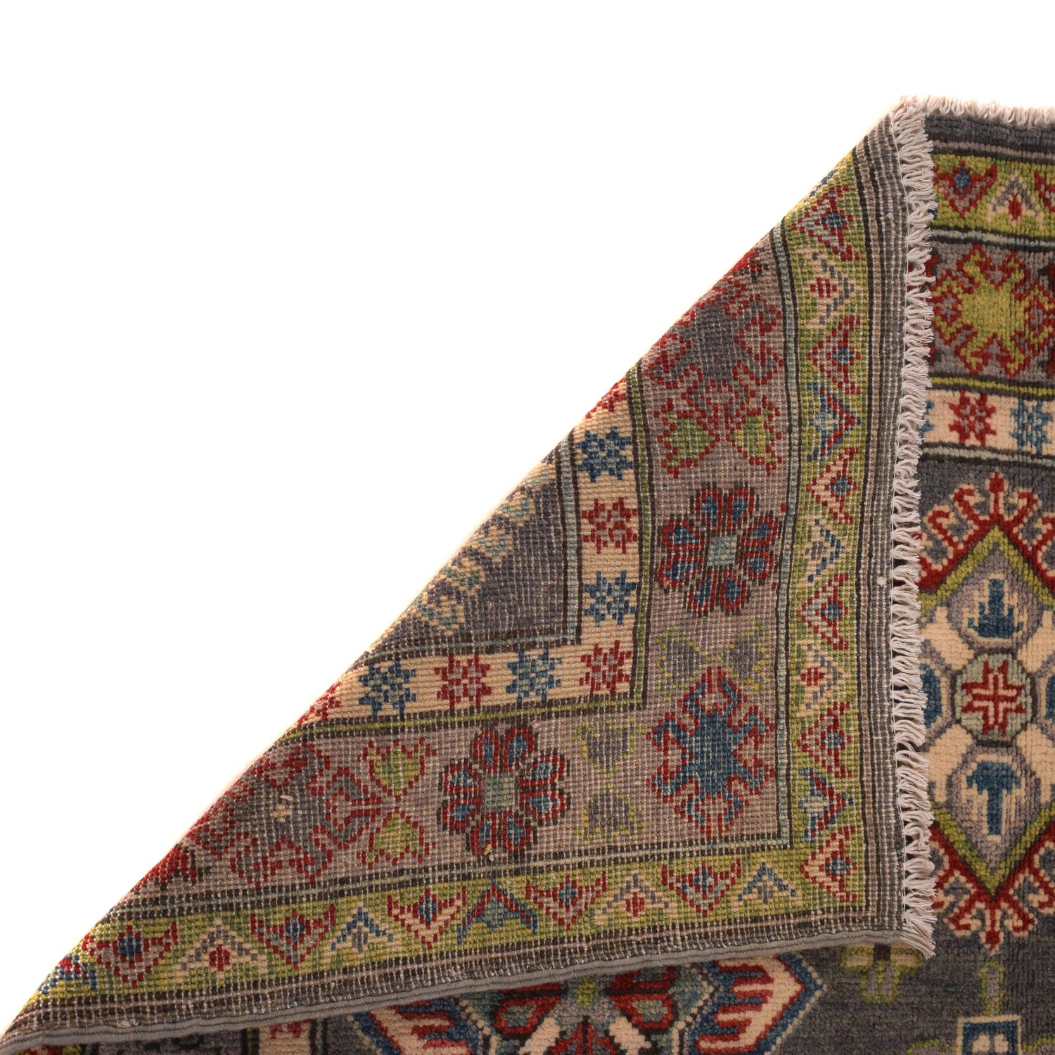 Kazak Rug Handmade Gray Medallion 4x6 ft