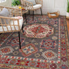 Kazak Rug Handmade Gray Medallion 4x6 ft