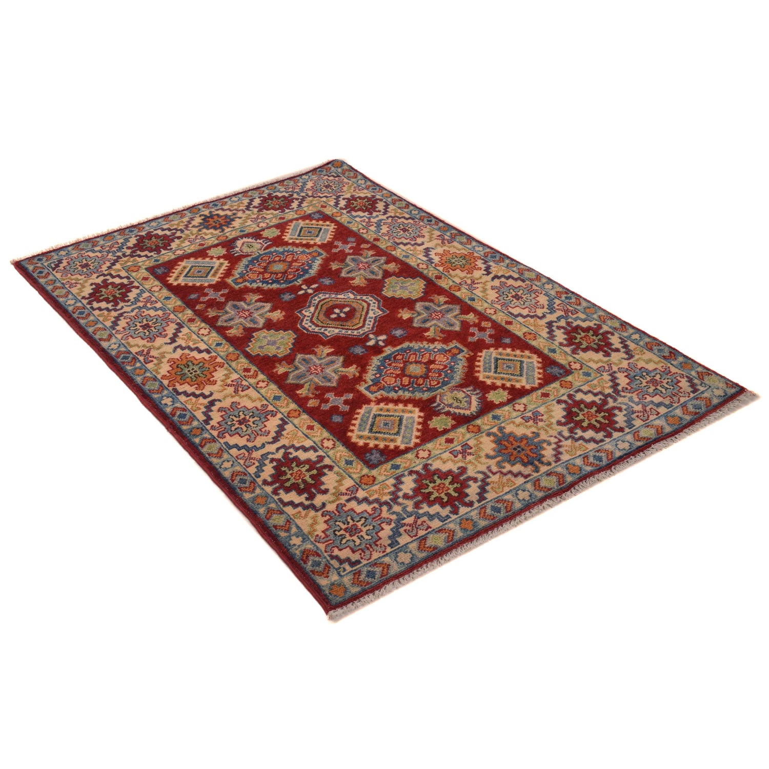 Kazak Rug Handmade Red Medallion 3x5 ft