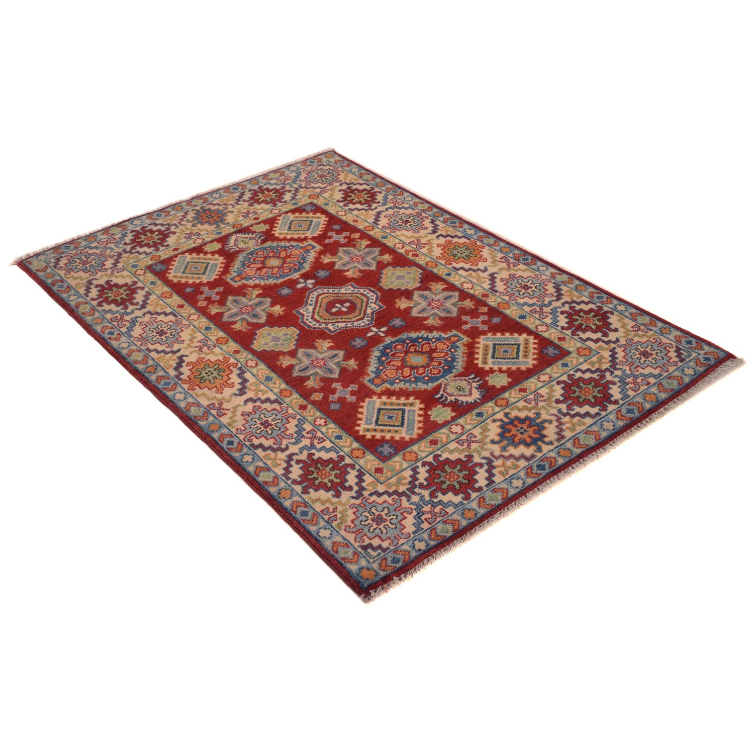 Kazak Rug Handmade Red Medallion 3x5 ft