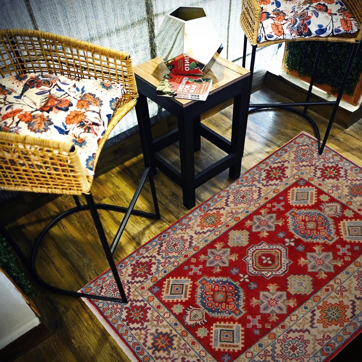 Kazak Rug Handmade Red Medallion 3x5 ft