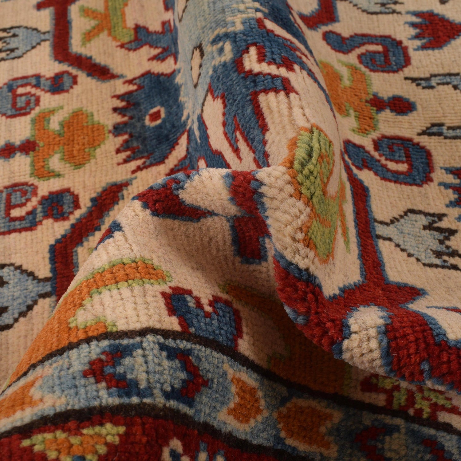 Kazak Rug Handmade Beige Medallion 3x5 ft