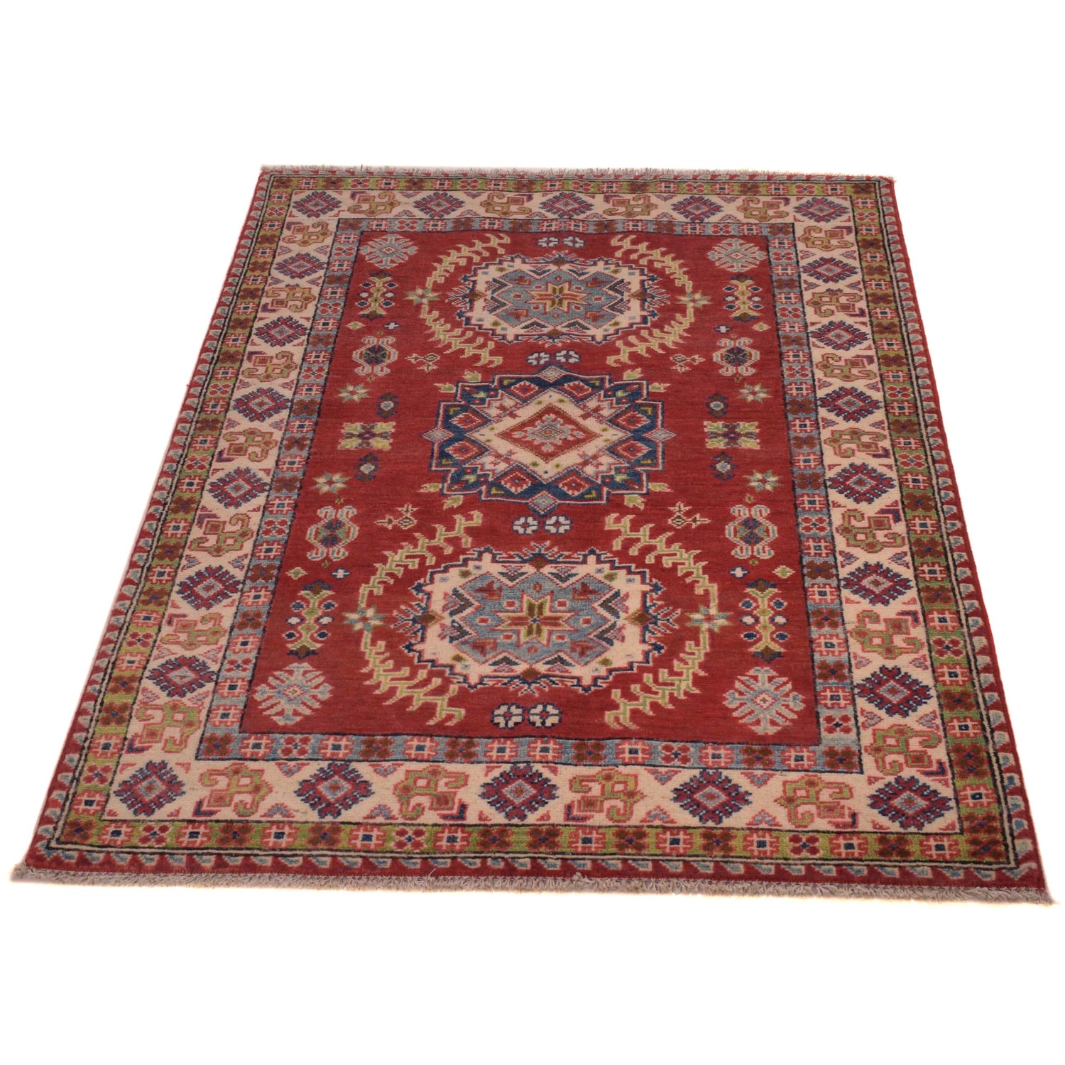 Kazak Rug Handmade Red Medallion 3x5 ft