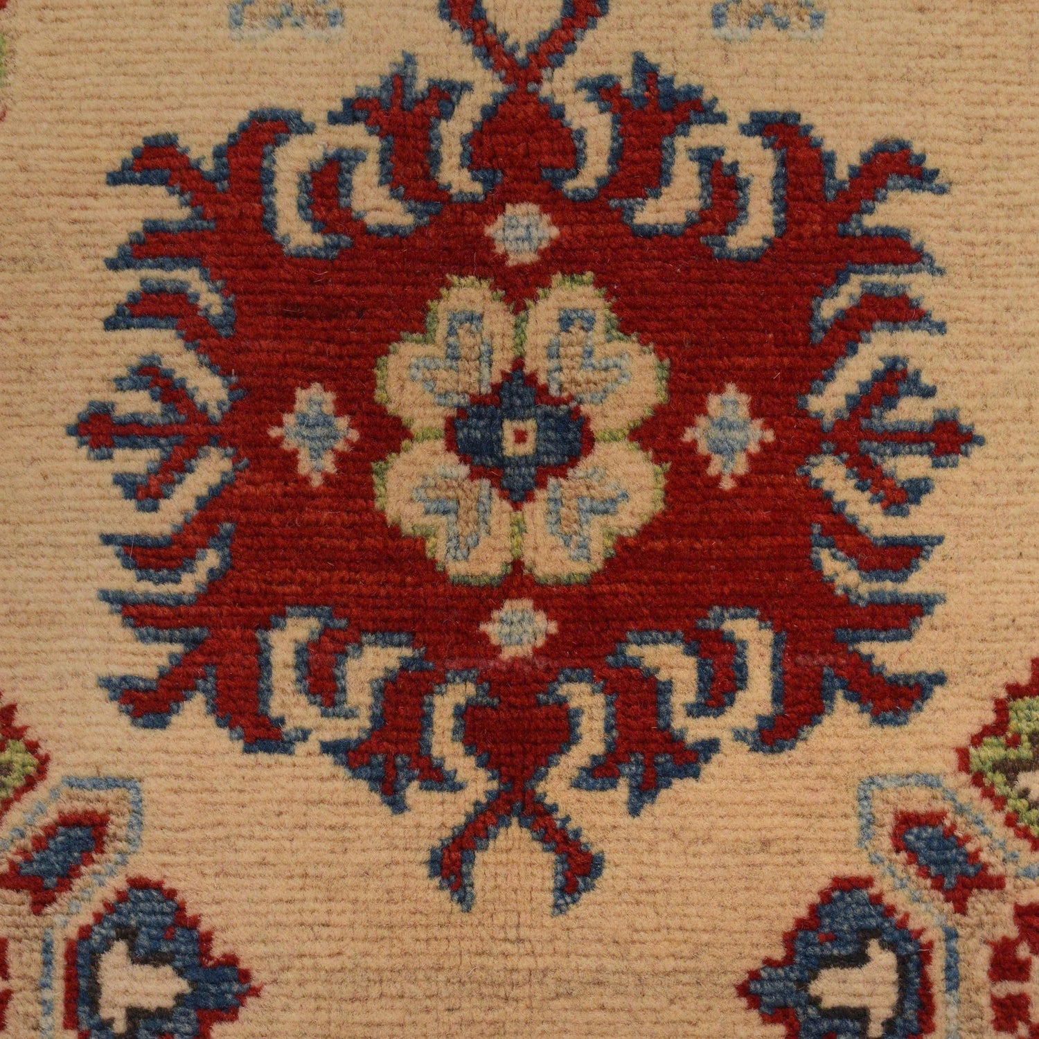 Kazak Rug Handmade Beige Medallion 4x7 ft