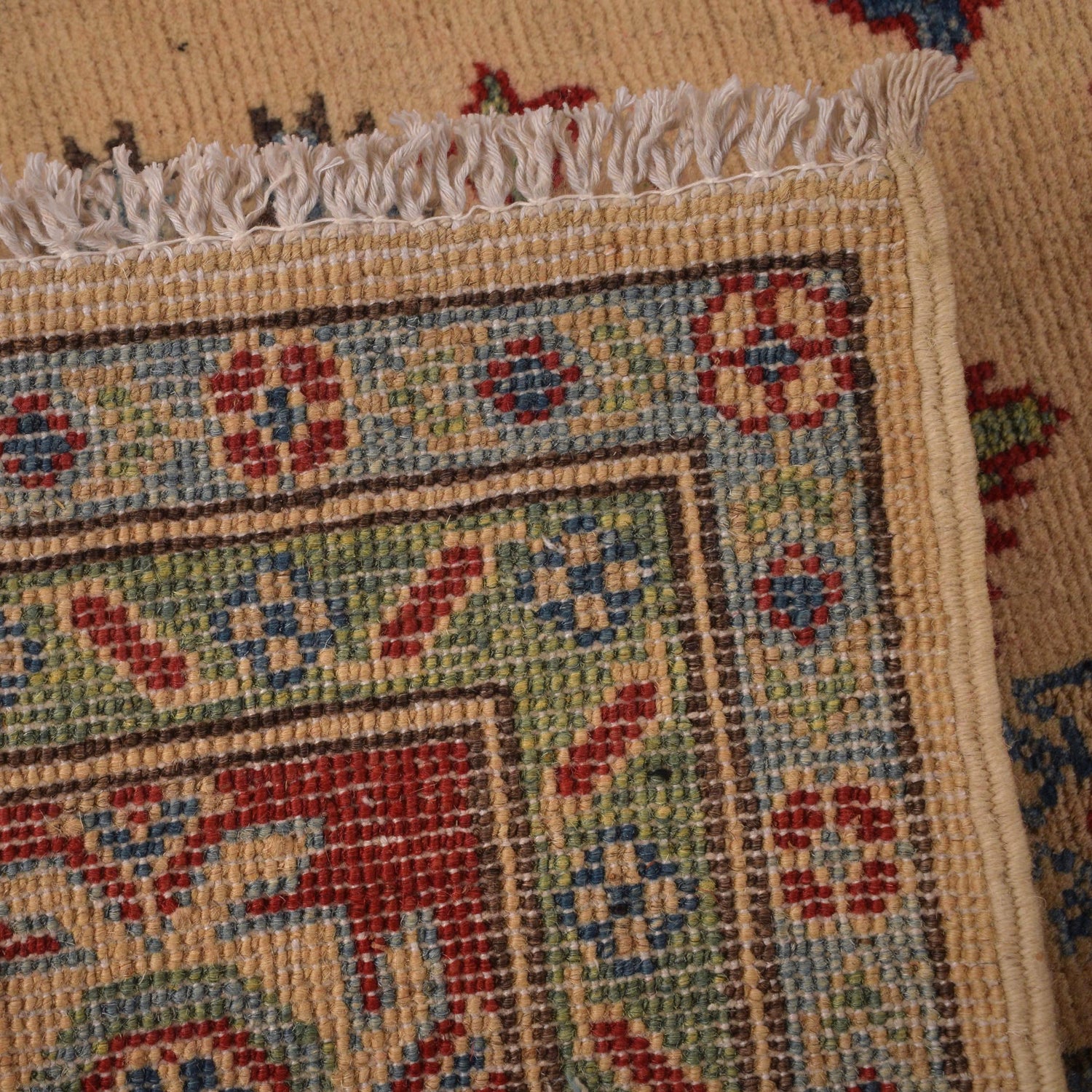 Kazak Rug Handmade Beige Medallion 4x7 ft