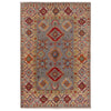 Kazak Rug Handmade Gray Medallion 3x5 ft