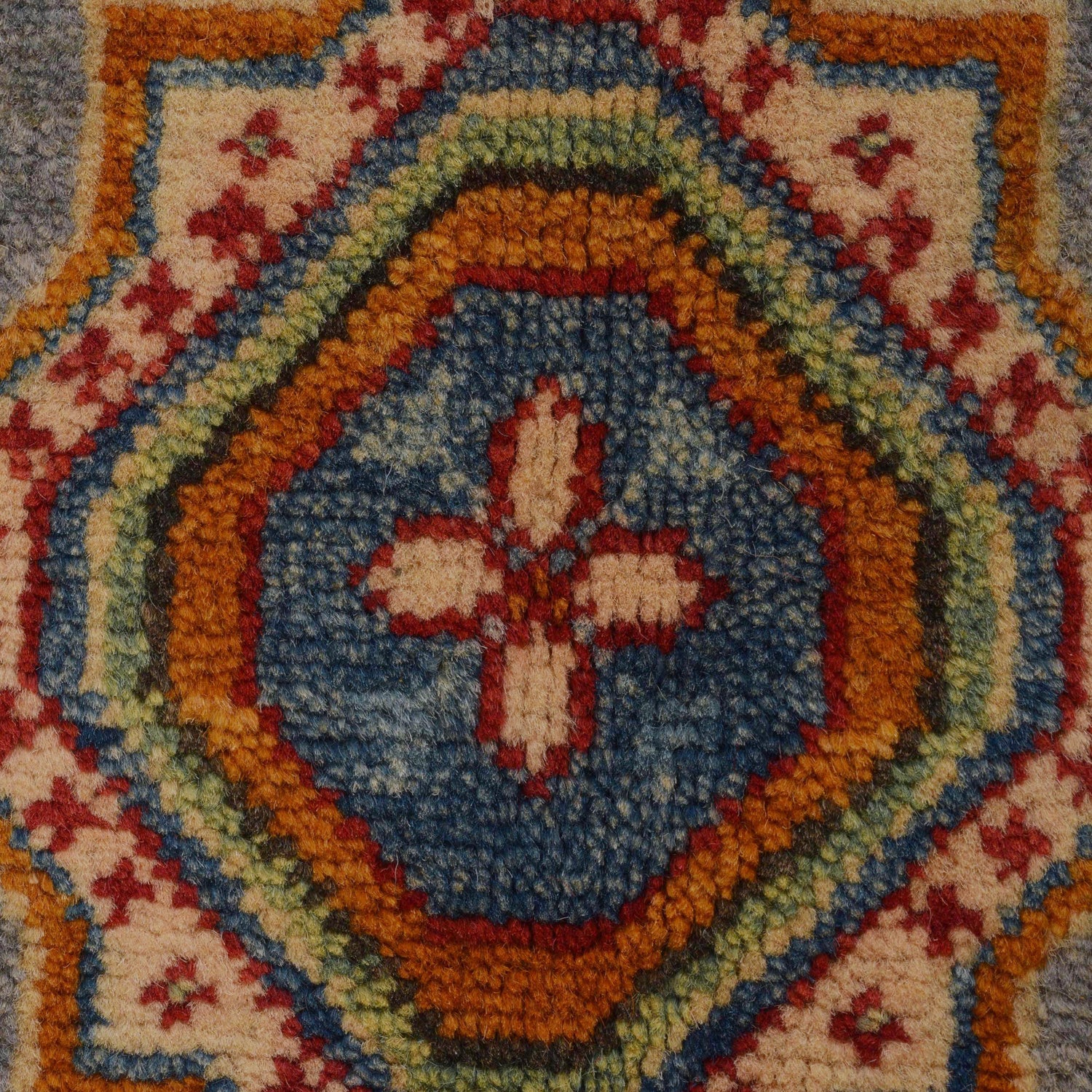 Kazak Rug Handmade Gray Medallion 3x5 ft