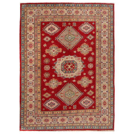 Kazak Rug Handmade Red Medallion 4x7 ft