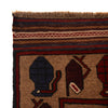 War Area Rug Handmade Brown Tank + Helicopter 4x6 ft